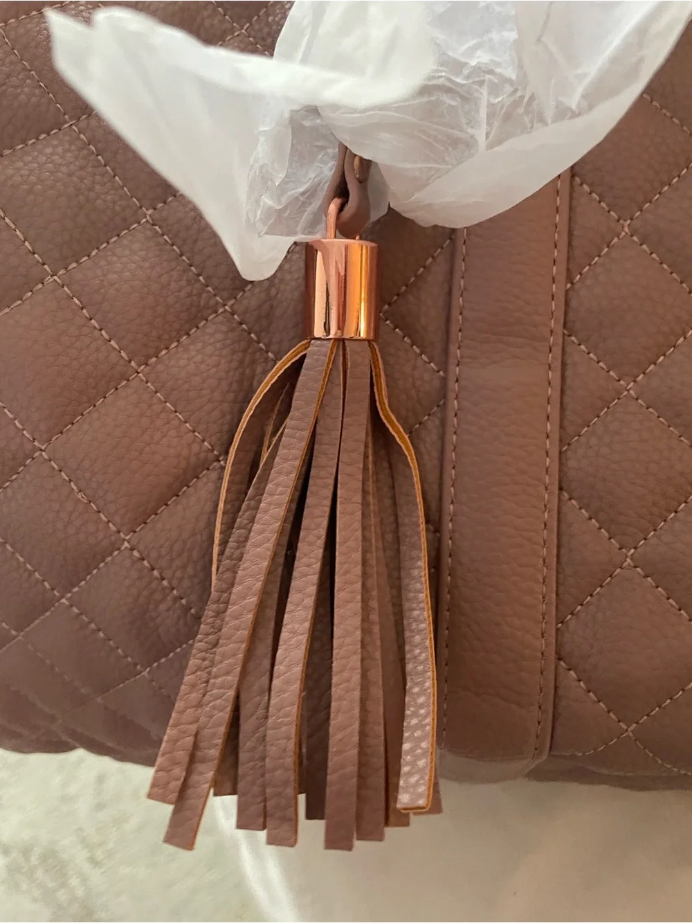 ✨💕Quilted Women's Weekender Tote Bag in Light Pink, Rose Gold Hardware💕✨NWT